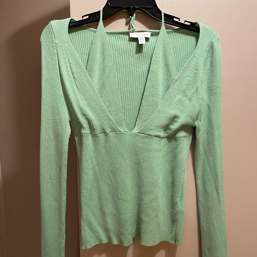 Topshop long sleeve green sweater